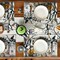 Set of 4 Ghost Pumpkins Halloween Placemats - 12x18 Inch (Black/Beige)